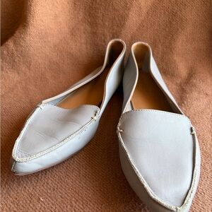 J.Crew Grey Leather Pointed Toe Flats